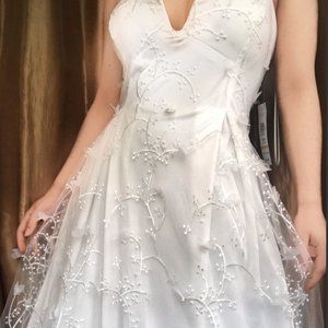 NEW White Mesh Floral Gown